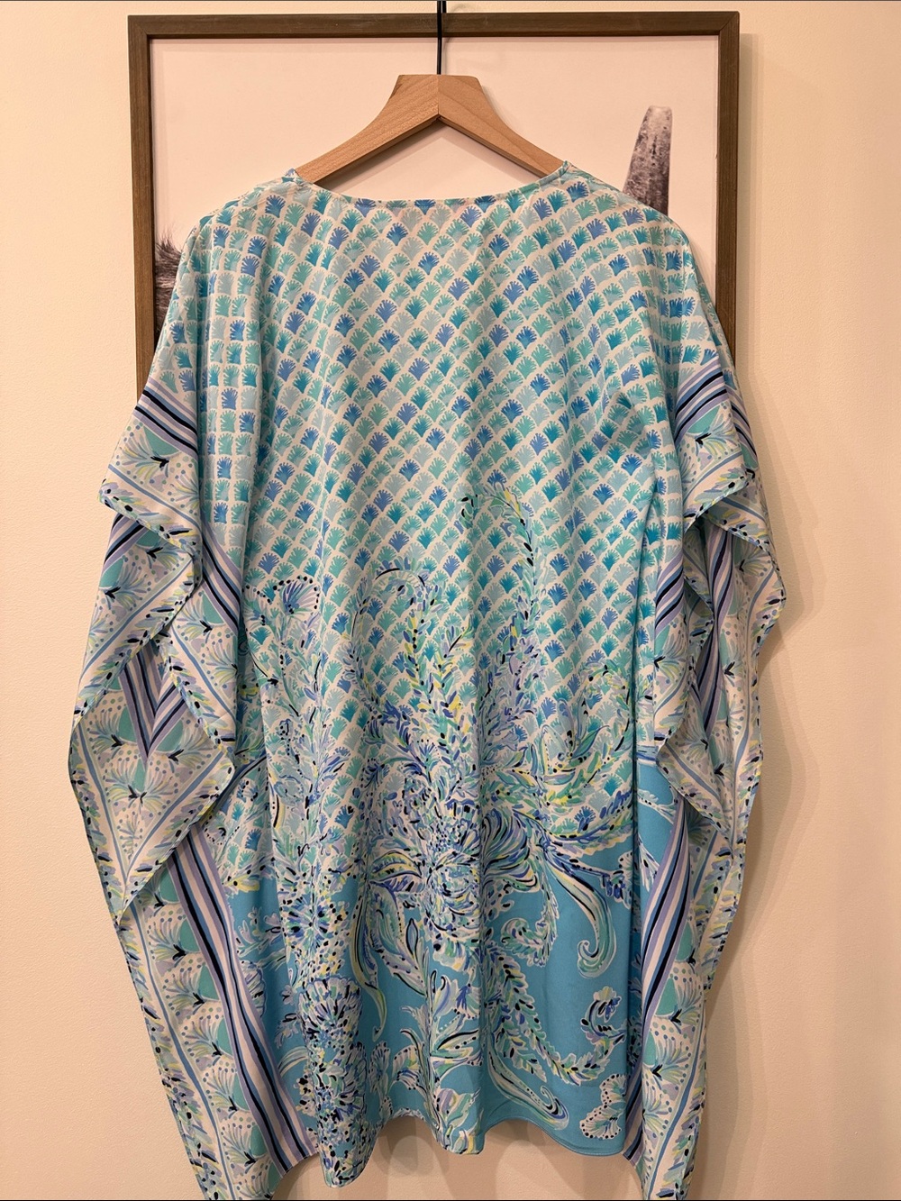 🩵Lilly Pulitzer LindaMarie Silk Caftan Dress Bondi Blue🩵 - Picture 3 of 6